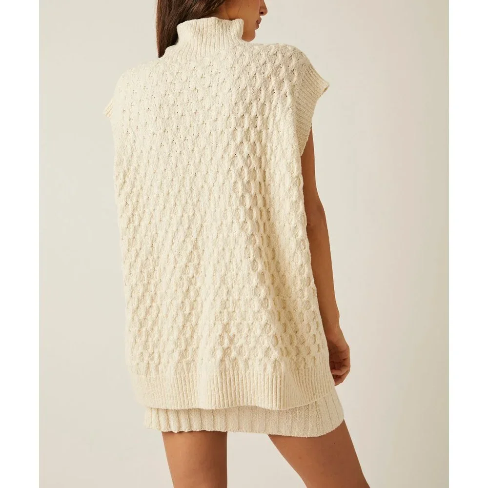 Free People Cream Textured Sweater & Mini Skirt Set - Picture 7 of 10